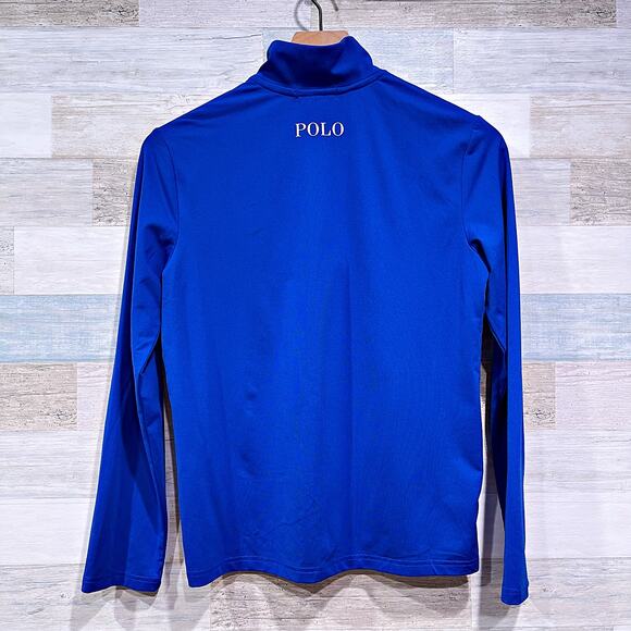 POLO Ralph Lauren 1/4 Zip Performance Jersey Pullover Blue Boys Large 14 16 - Picture 3 of 6